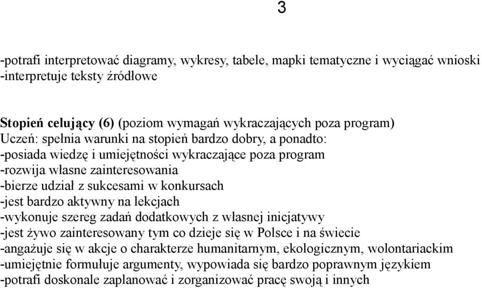 -jest bardzo aktywny na lekcjach -wykonuje szereg zadań dodatkowych z własnej inicjatywy -jest żywo zainteresowany tym co dzieje się w Polsce i na świecie -angażuje się w akcje o