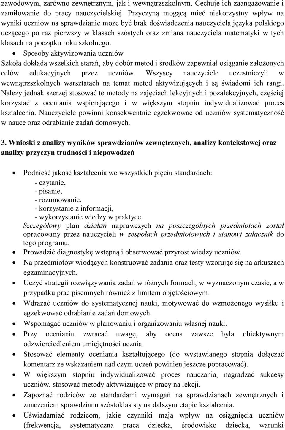 matematyki w tych klasach na początku roku szkolnego.