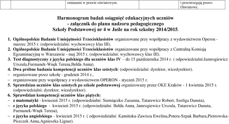 Ogólnopolskie Badanie Umiejętności Trzecioklasistów organizowane przy współpracy z wydawnictwem Operon - marzec 20