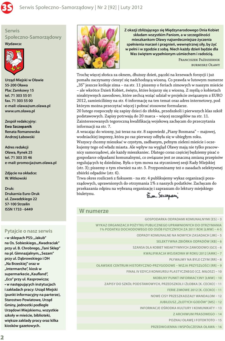 Oława Nr 2 92 Luty 2012 Serwis Społeczno Samorządowy Odpady