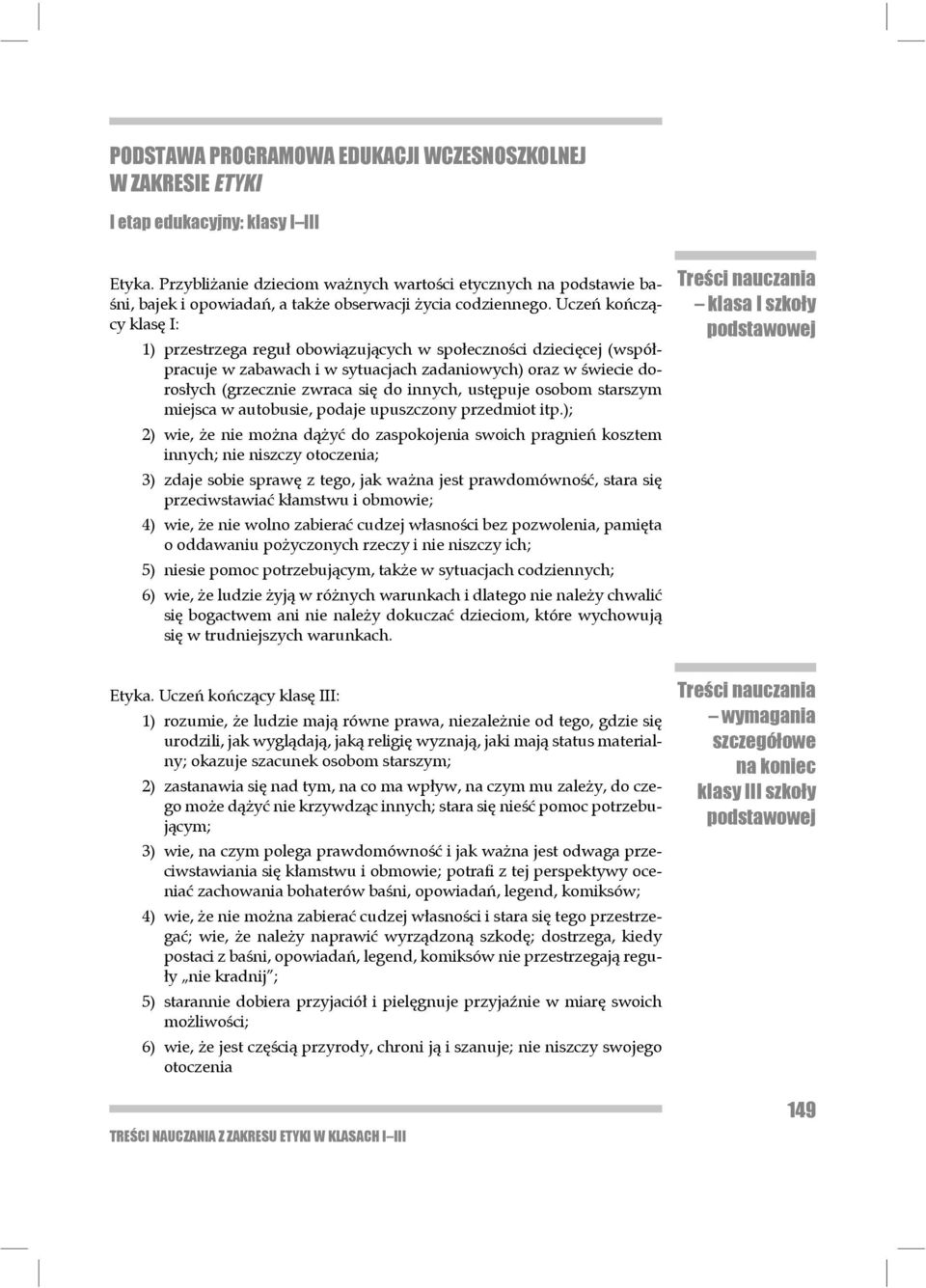 Uczeń kończący klasę I: 1) przestrzega reguł obowiązujących w społeczności dziecięcej (współpracuje w zaba wach i w sytuacjach zadaniowych) oraz w świecie dorosłych (grzecznie zwraca się do innych,