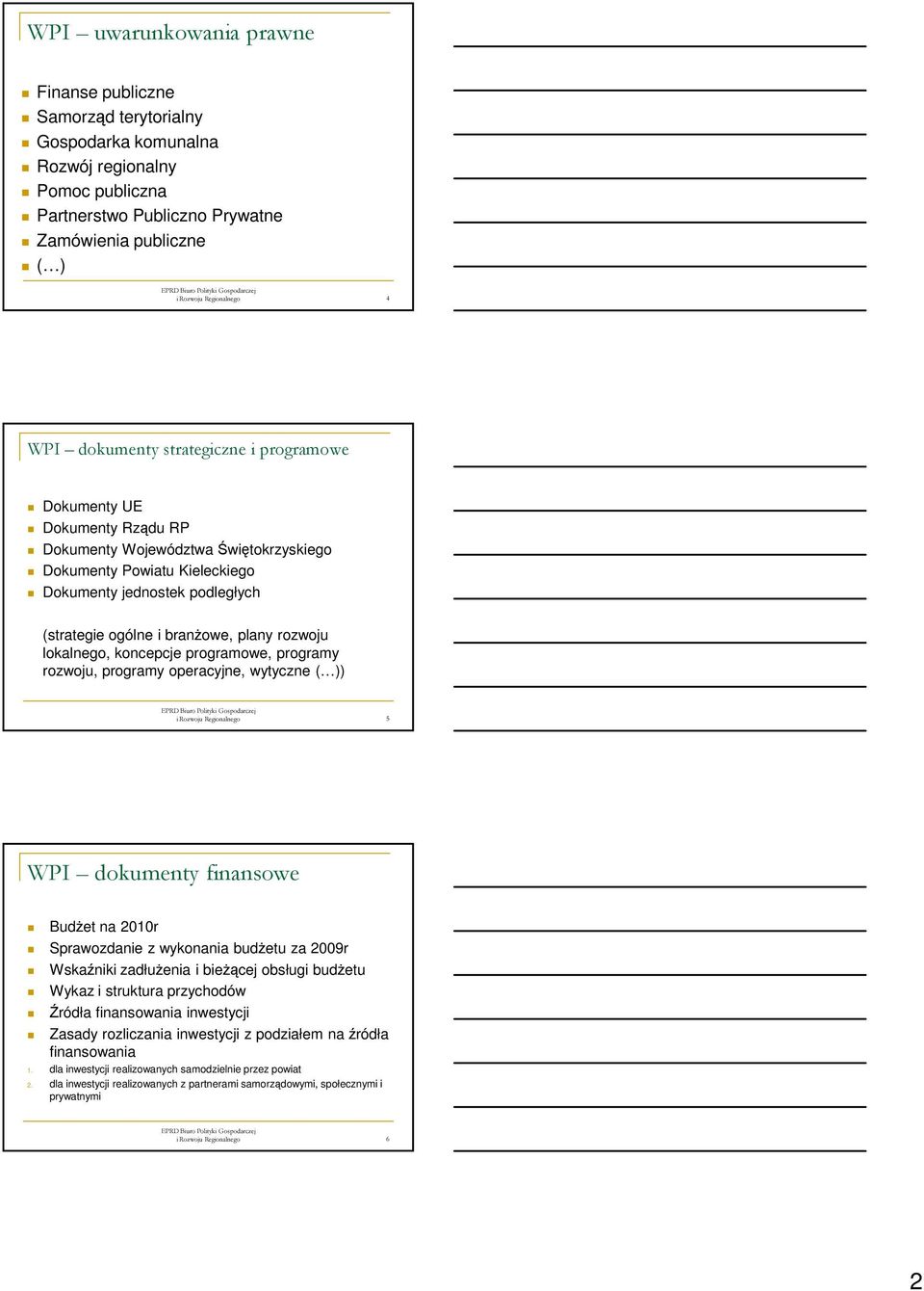 branżowe, plany rozwoju lokalnego, koncepcje programowe, programy rozwoju, programy operacyjne, wytyczne ( )) i Rozwoju Regionalnego 5 WPI dokumenty finansowe Budżet na 2010r Sprawozdanie z wykonania