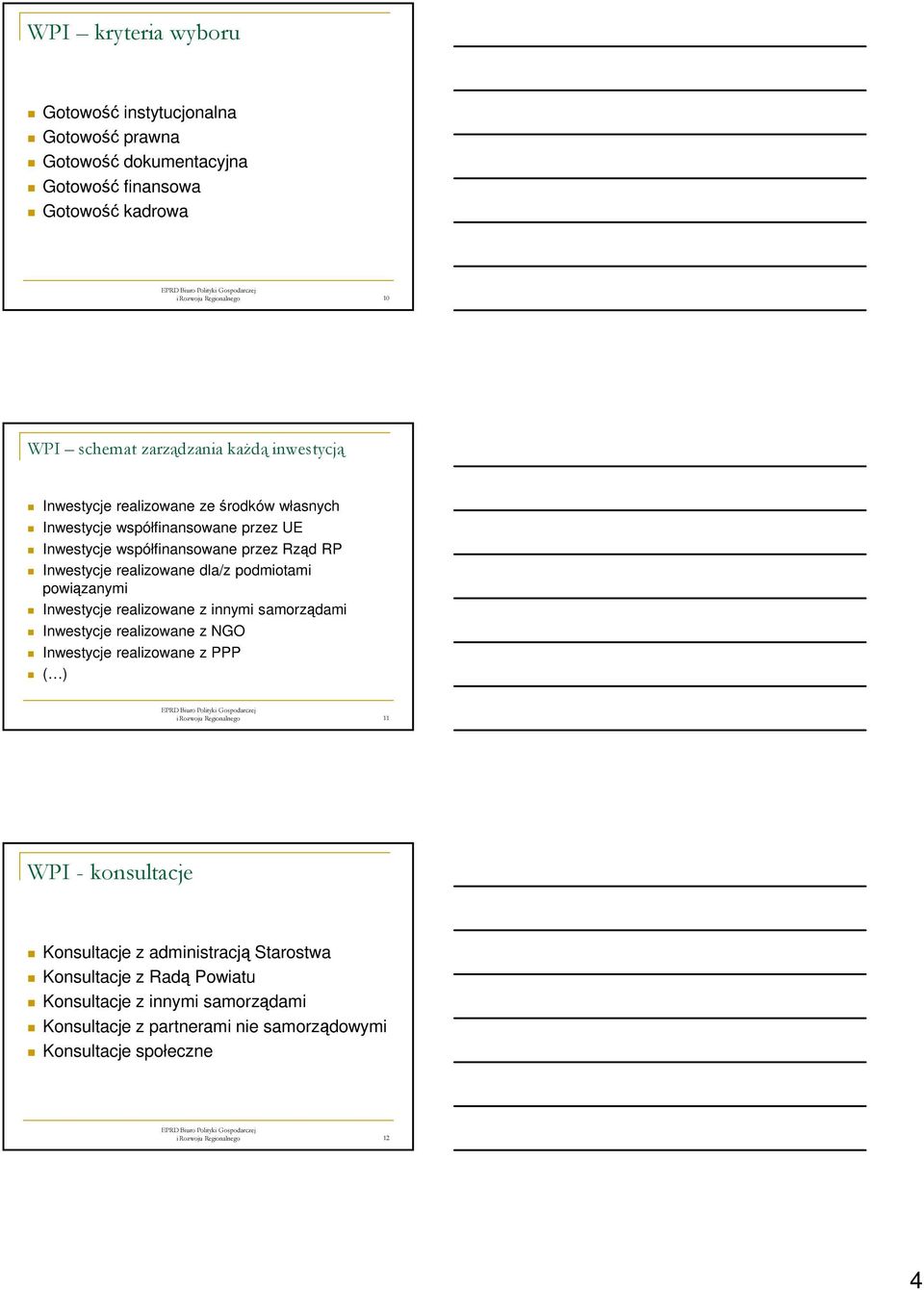 podmiotami powiązanymi Inwestycje realizowane z innymi samorządami Inwestycje realizowane z NGO Inwestycje realizowane z PPP ( ) i Rozwoju Regionalnego 11 WPI - konsultacje