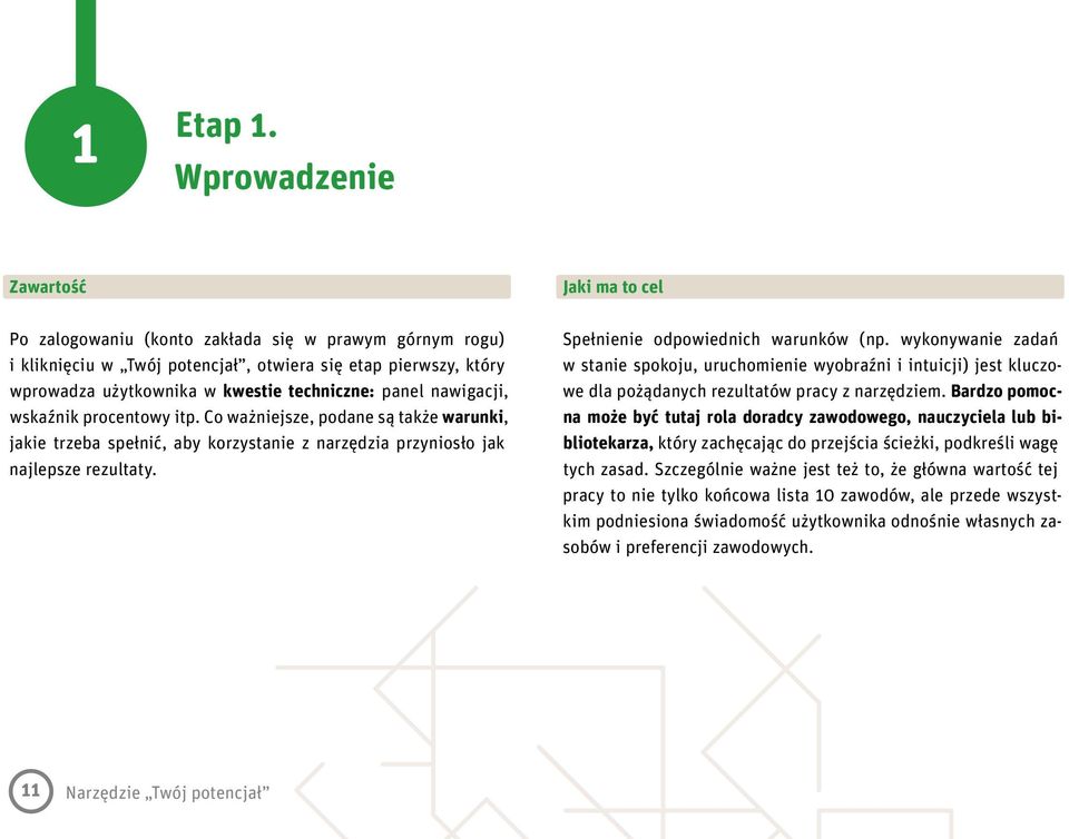 techniczne: panel nawigacji, wskaźnik procentowy itp. Co ważniejsze, podane są także warunki, jakie trzeba spełnić, aby korzystanie z narzędzia przyniosło jak najlepsze rezultaty.