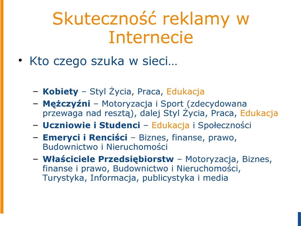 Edukacja i Społeczności Emeryci i Renciści Biznes, finanse, prawo, Budownictwo i Nieruchomości Właściciele