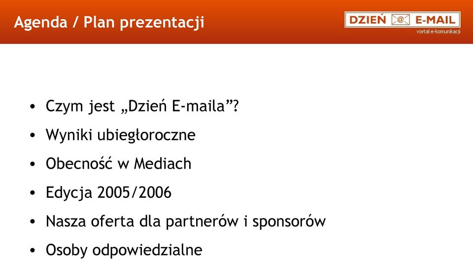 Wyniki ubiegłoroczne Obecność w Mediach