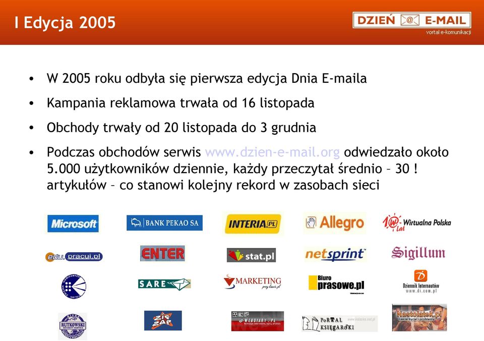 Podczas obchodów serwis www.dzien-e-mail.org odwiedzało około 5.