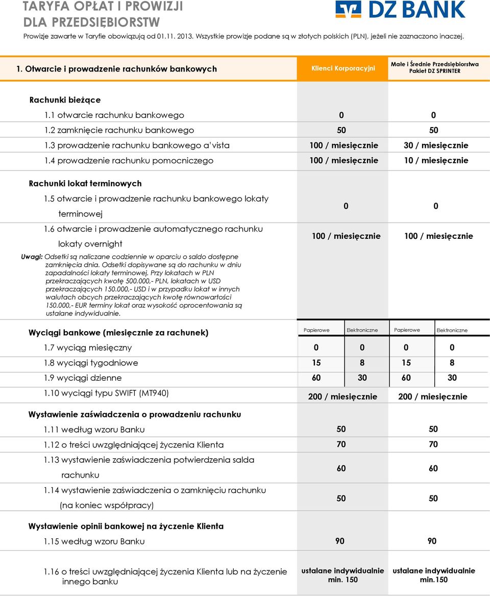 6 otwarcie i prowadzenie automatycznego rachunku lokaty overnight Uwagi: Odsetki są naliczane codziennie w oparciu o saldo dostępne zamknięcia dnia.