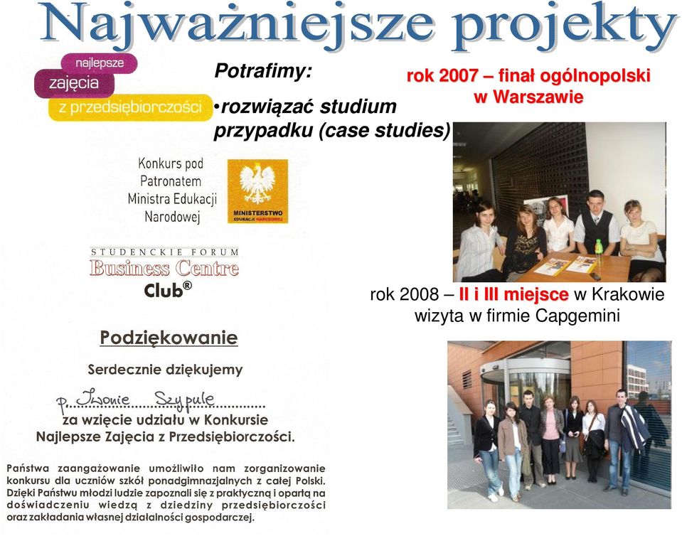 w Warszawie rok 2008 II i III miejsce II i