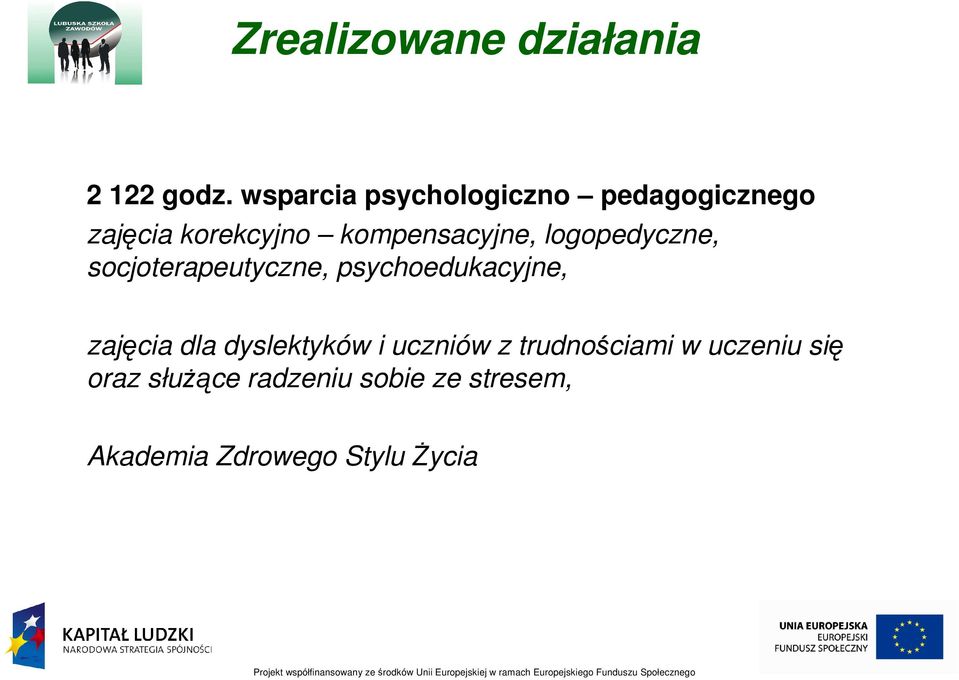 logopedyczne, socjoterapeutyczne, psychoedukacyjne, zajęcia dla