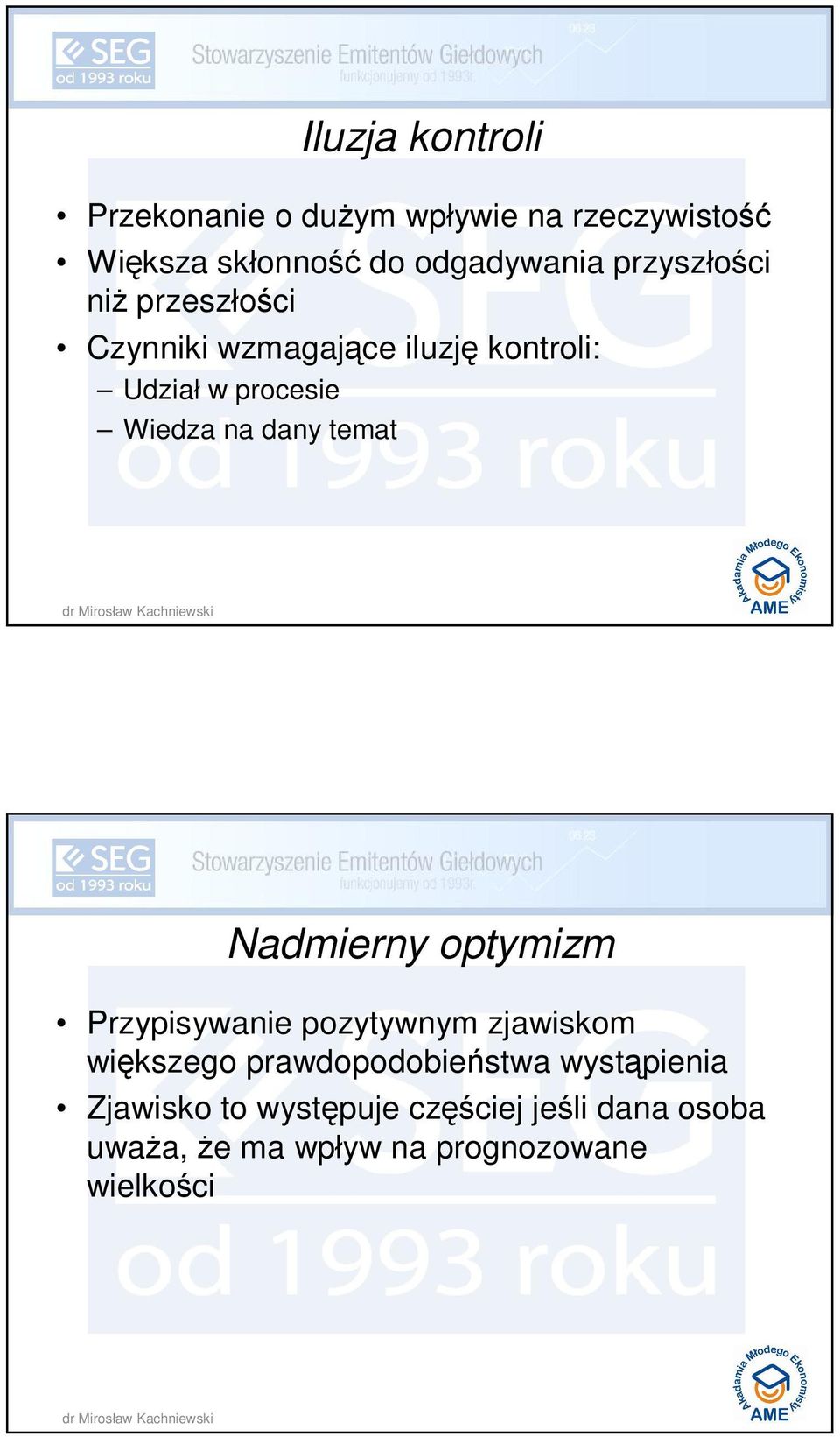 dany temat Nadmierny optymizm Przypisywanie pozytywnym zjawiskom większego prawdopodobieństwa