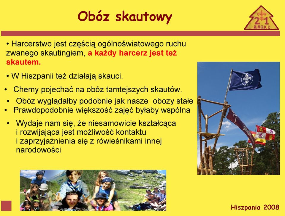 Obóz wyglądałby podobnie jak nasze obozy stałe Prawdopodobnie większość zajęć byłaby wspólna Wydaje nam