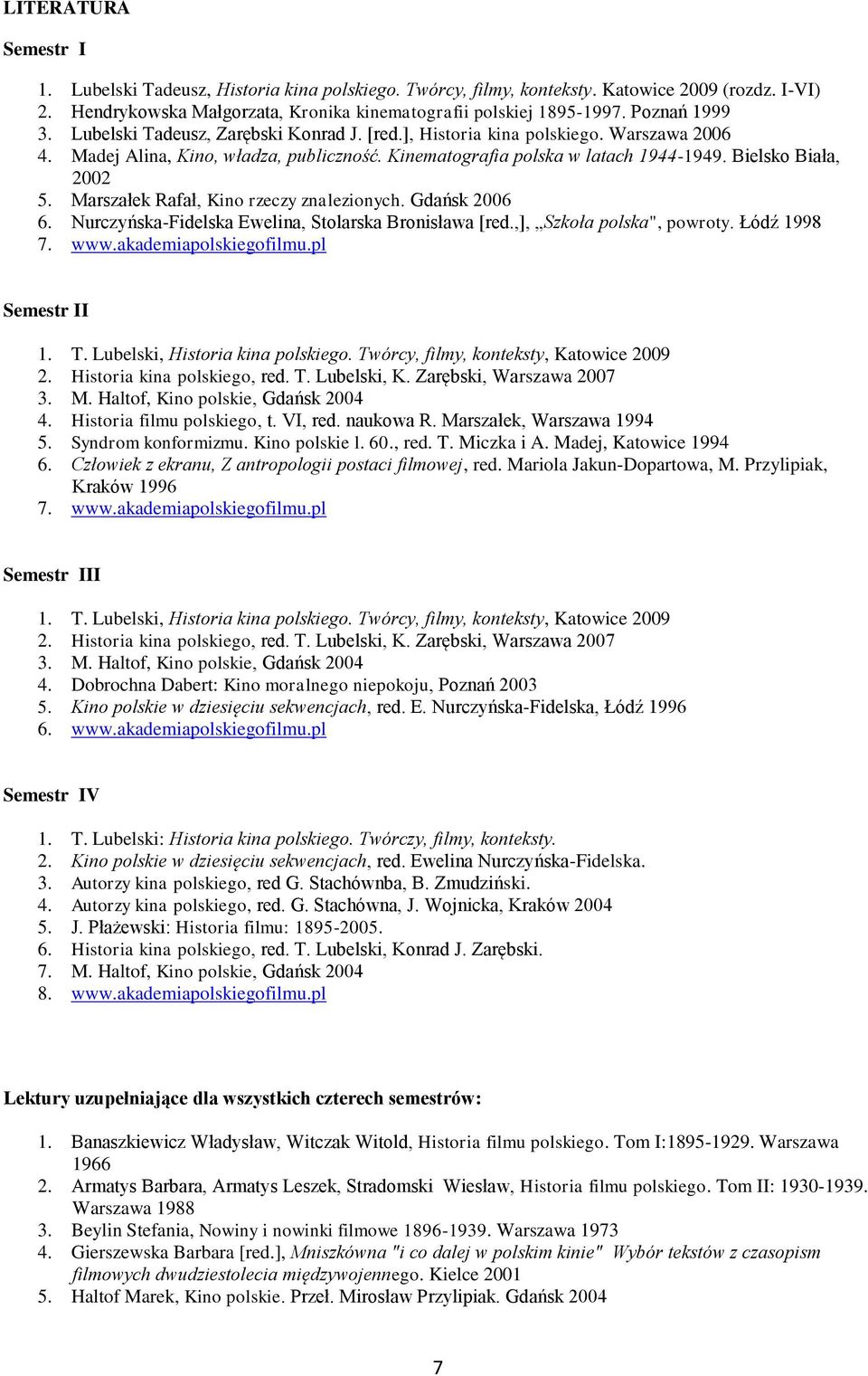 Bielsko Biała, 2002 5. Marszałek Rafał, Kino rzeczy znalezionych. Gdańsk 2006 6. Nurczyńska-Fidelska Ewelina, Stolarska Bronisława [red.,], Szkoła polska", powroty. Łódź 1998 7. www.