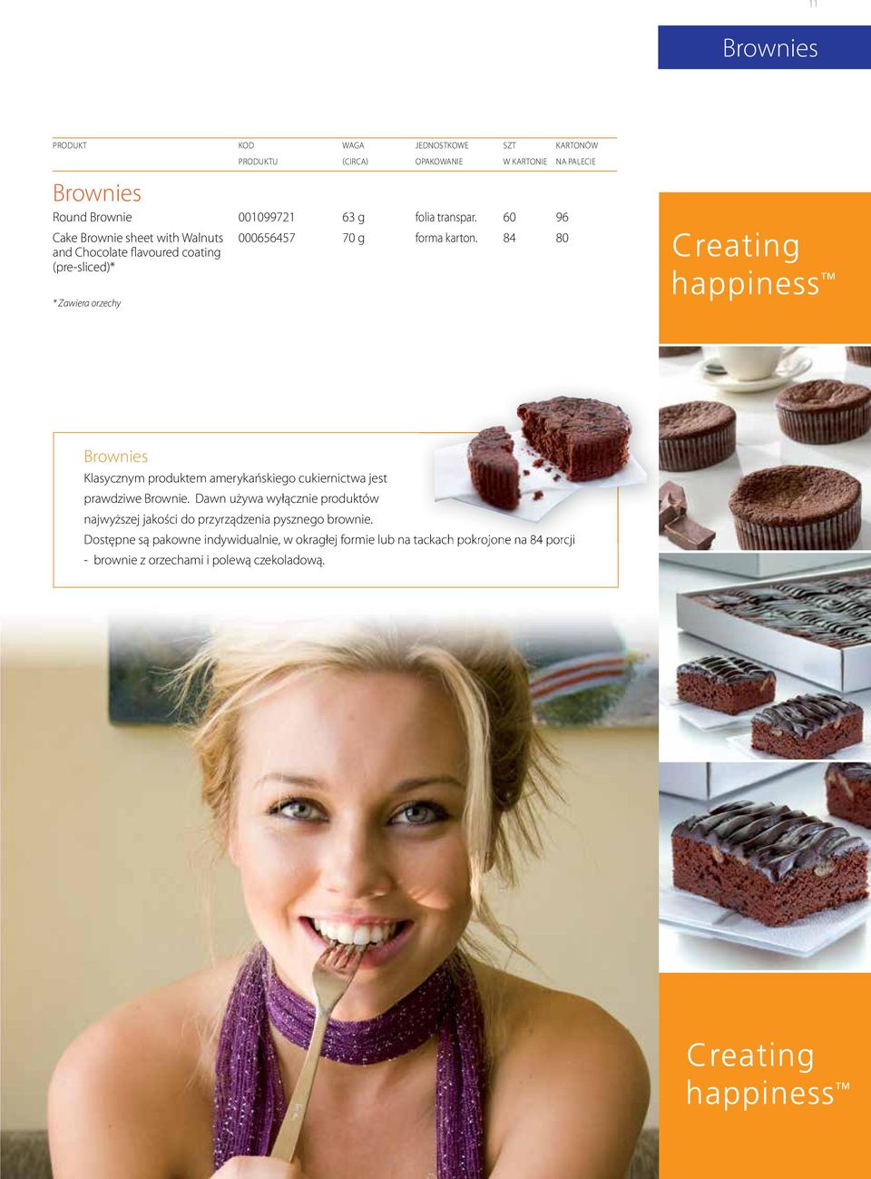 84 80 and Chocolate flavoured coating (pre-sliced)* * Zawiera orzechy Brownies Klasycznym produktem amerykańskiego
