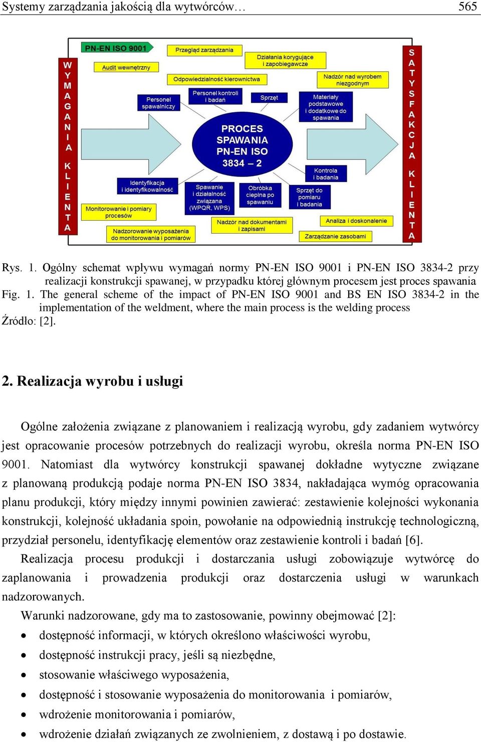 The general scheme of the impact of PN-EN ISO 9001 and BS EN ISO 3834-2 in the implementation of the weldment, where the main process is the welding process Źródło: [2]. 2.