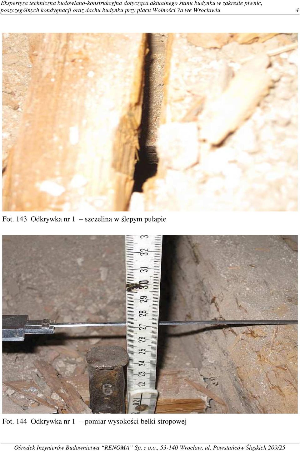 143 Odkrywka nr 1 szczelina w ślepym pułapie