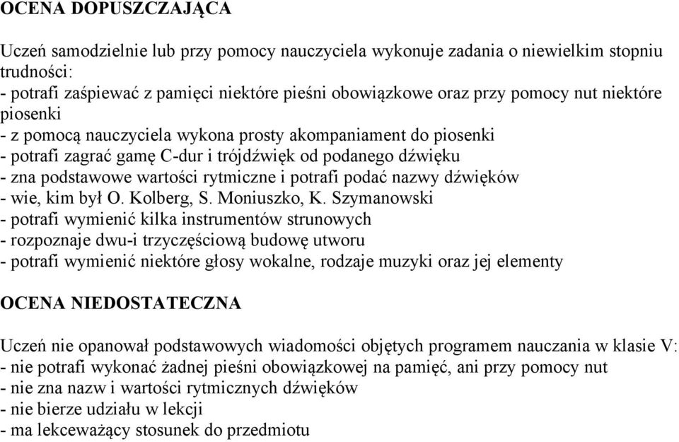 dźwięków - wie, kim był O. Kolberg, S. Moniuszko, K.