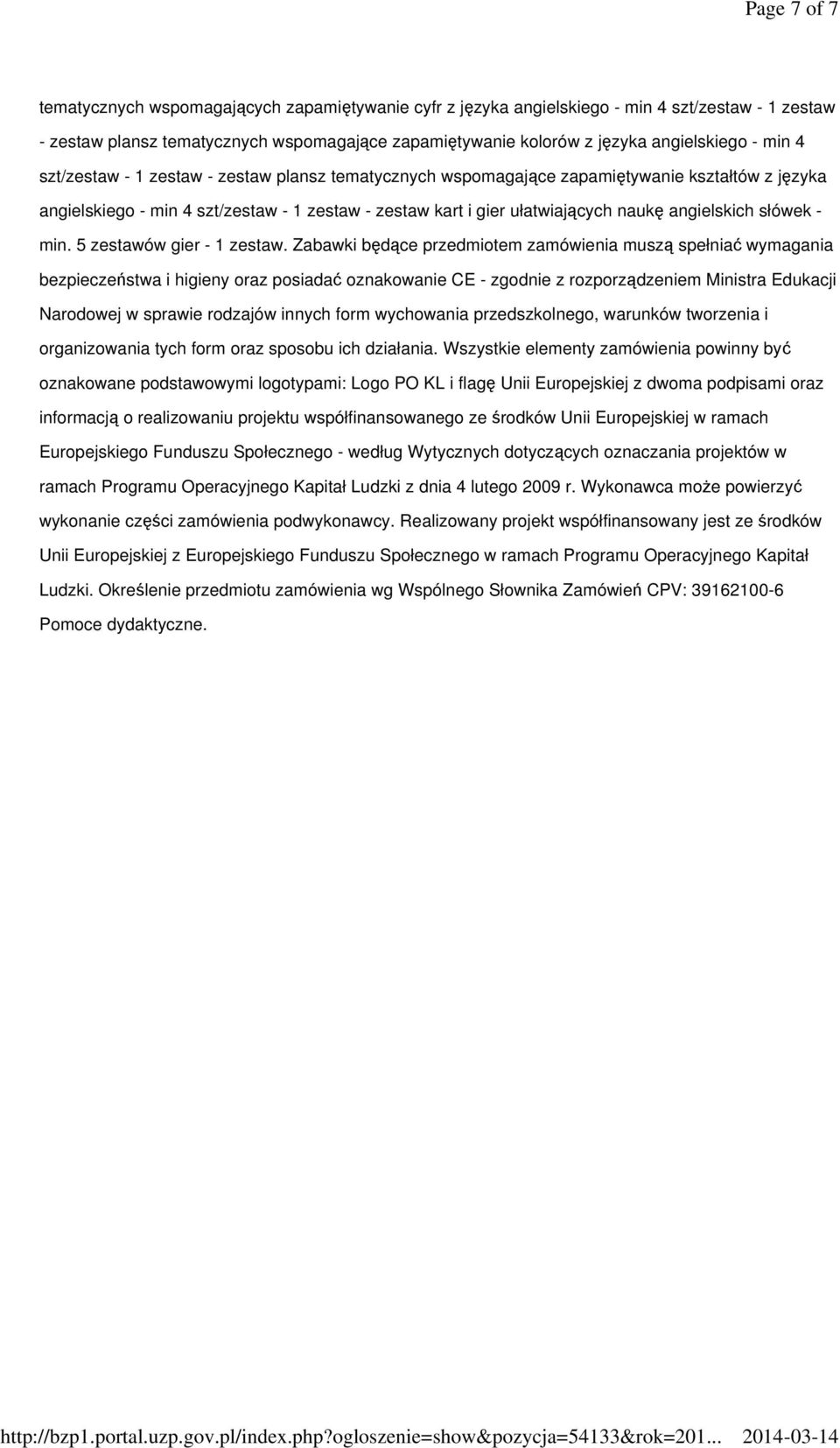 angielskich słówek - min. 5 zestawów gier - 1 zestaw.