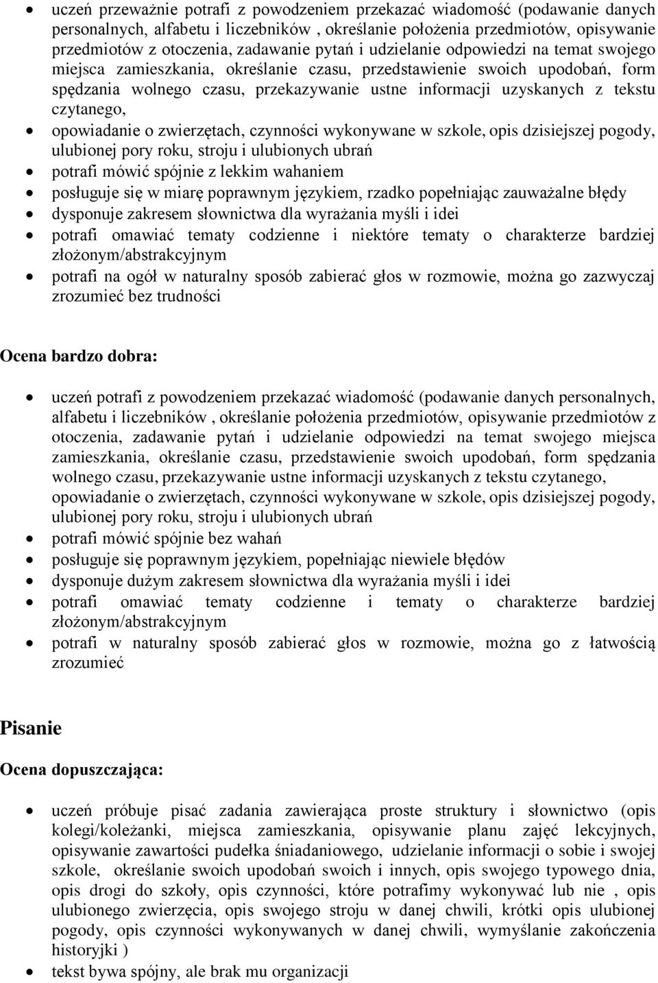 czytanego, potrafi mówić spójnie z lekkim wahaniem posługuje się w miarę poprawnym językiem, rzadko popełniając zauważalne błędy dysponuje zakresem słownictwa dla wyrażania myśli i idei potrafi