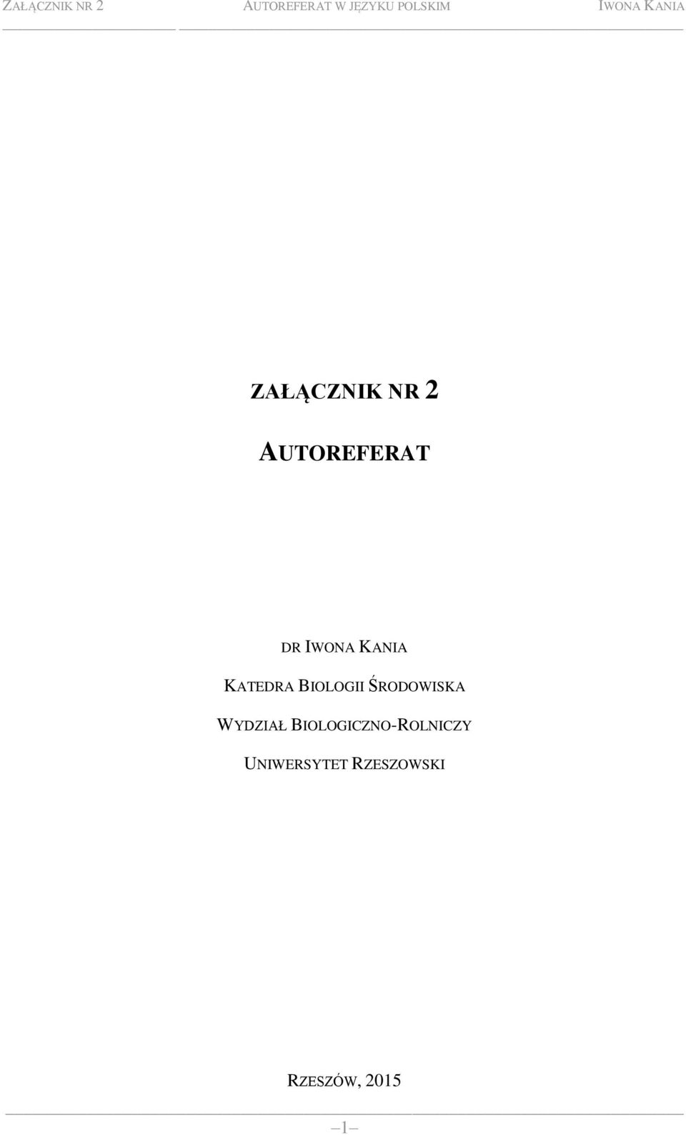 ŚRODOWISKA WYDZIAŁ