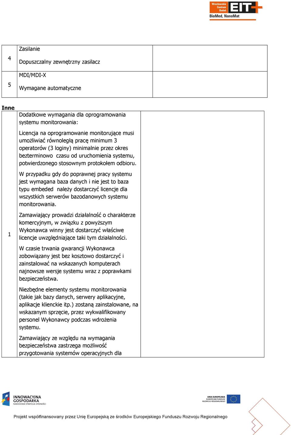 W przypadku gdy do poprawnej pracy systemu jest wymagana baza danych i nie jest to baza typu embeded należy dostarczyć licencje dla wszystkich serwerów bazodanowych systemu monitorowania.