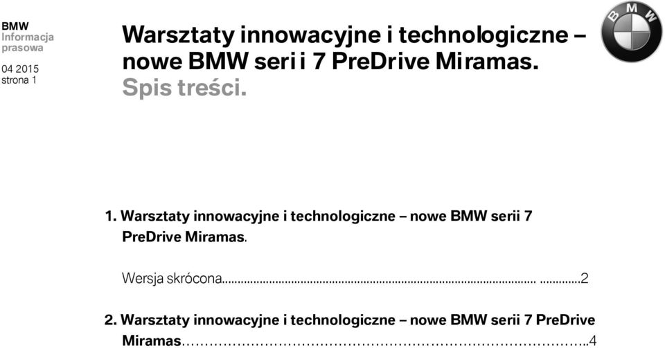 Warsztaty innowacyjne i technologiczne nowe BMW serii 7 PreDrive