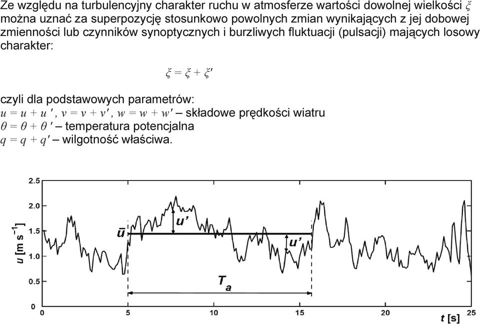 burzliwych fluktuacji (pulsacji) mających losowy charakter: ξ = ξ + ξ' czyli dla podstawowych parametrów: u = u