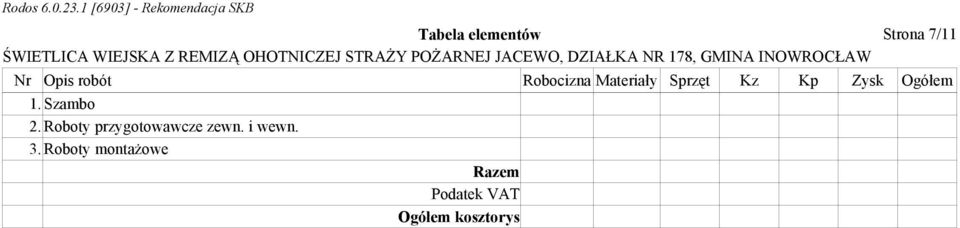 Szambo 2. Roboty przygotowawcze zewn. i wewn. 3.