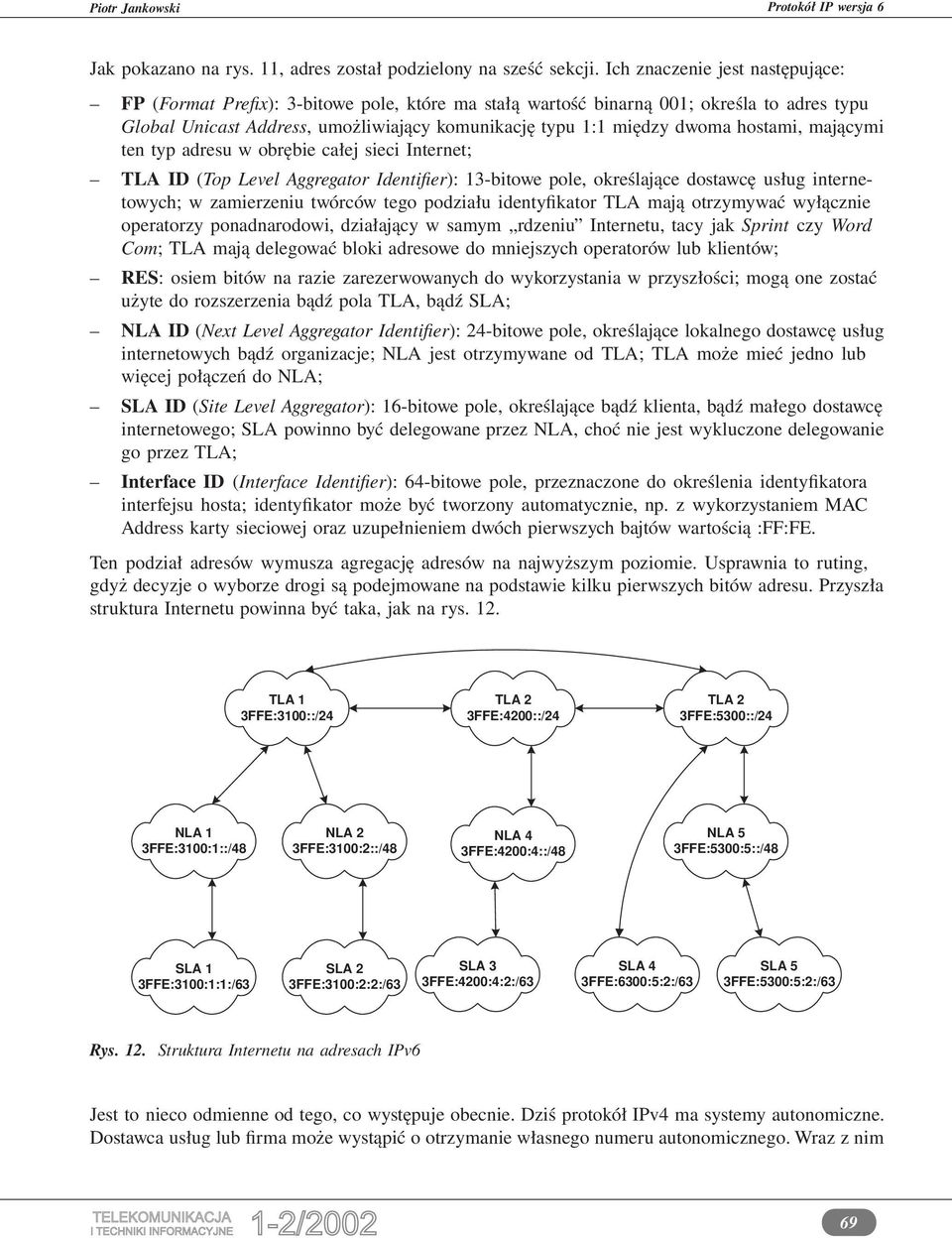 hostami, mającymi ten typ adresu w obrębie całej sieci Internet; TLA ID (Top Level Aggregator Identifier): 13-bitowe pole, określające dostawcę usług internetowych; w zamierzeniu twórców tego