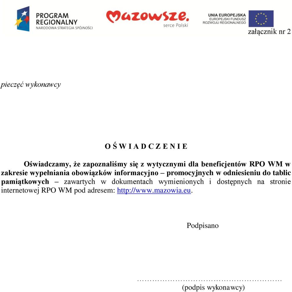 promocyjnych w odniesieniu do tablic pamiątkowych zawartych w dokumentach wymienionych i