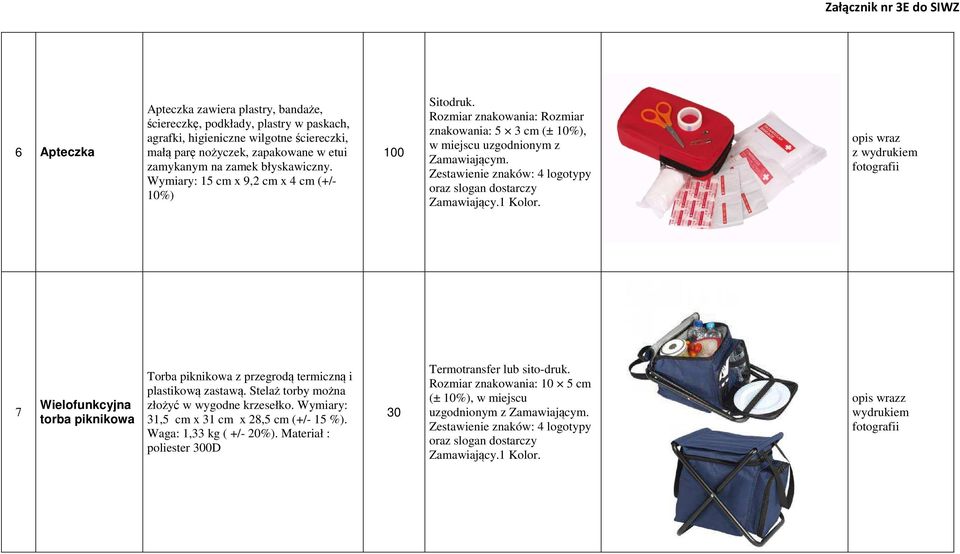 Rozmiar znakowania: Rozmiar znakowania: 5 3 cm (± 10%), w miejscu uzgodnionym z Zamawiającym.