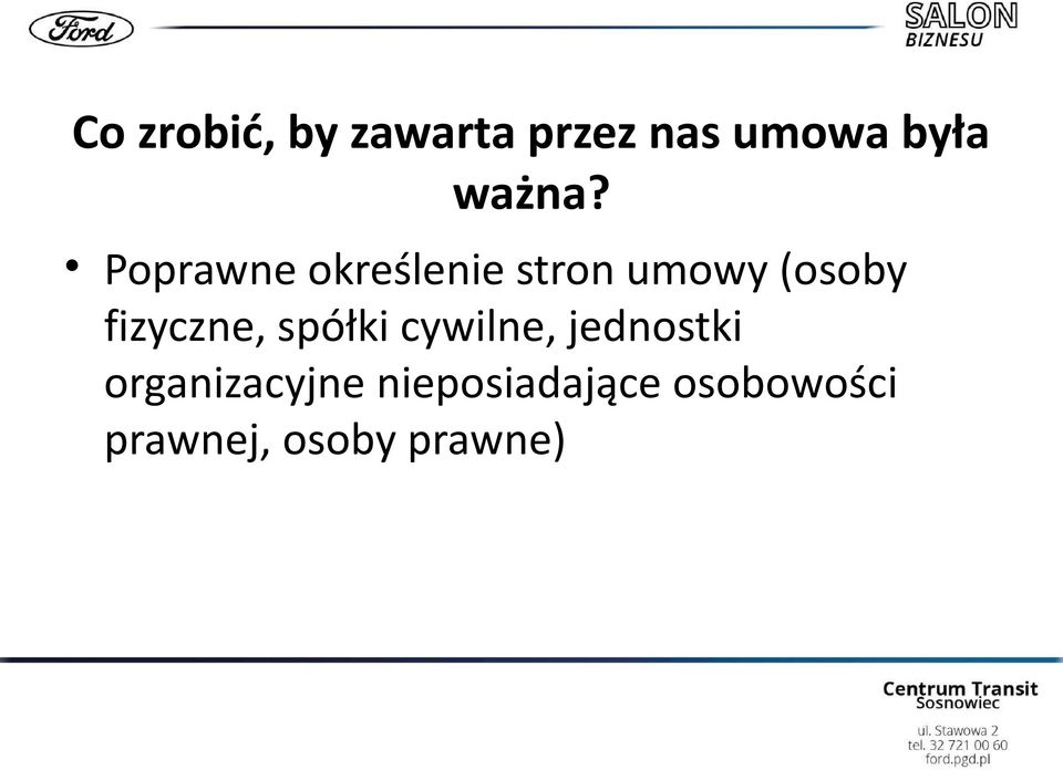 Poprawne określenie stron umowy (osoby