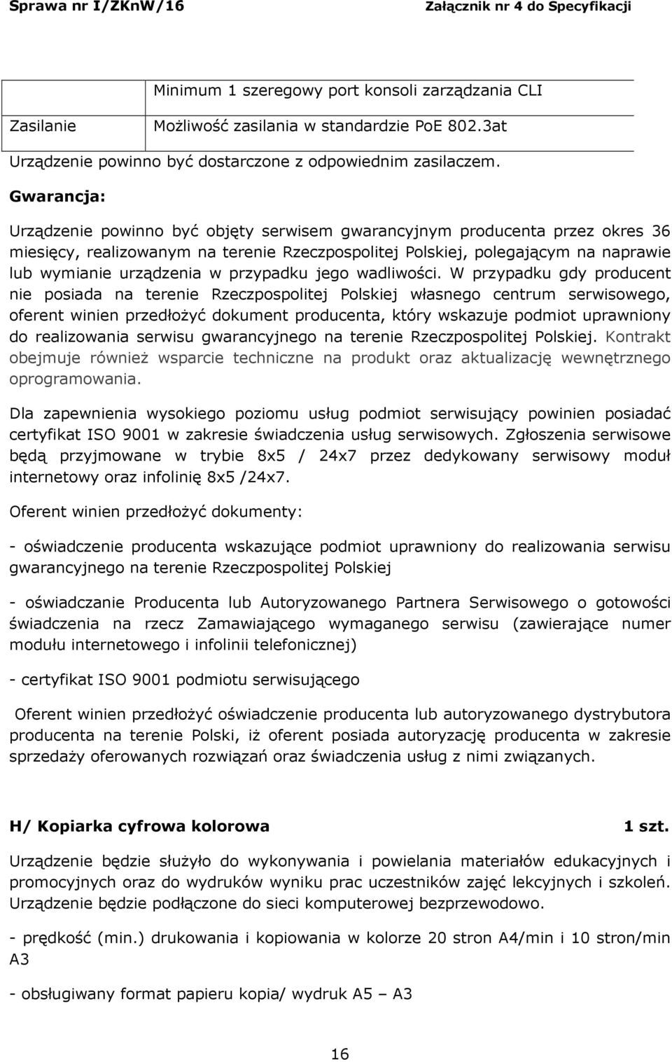przypadku jego wadliwości.