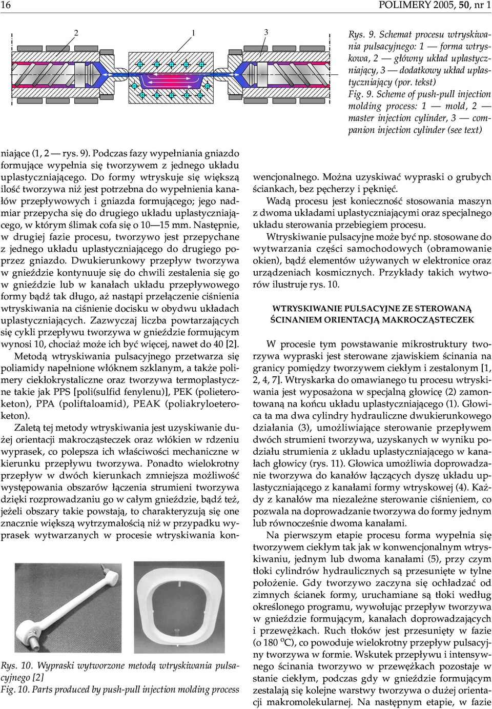 Podczas fazy wype³niania gniazdo formuj¹ce wype³nia siê tworzywem z jednego uk³adu uplastyczniaj¹cego.