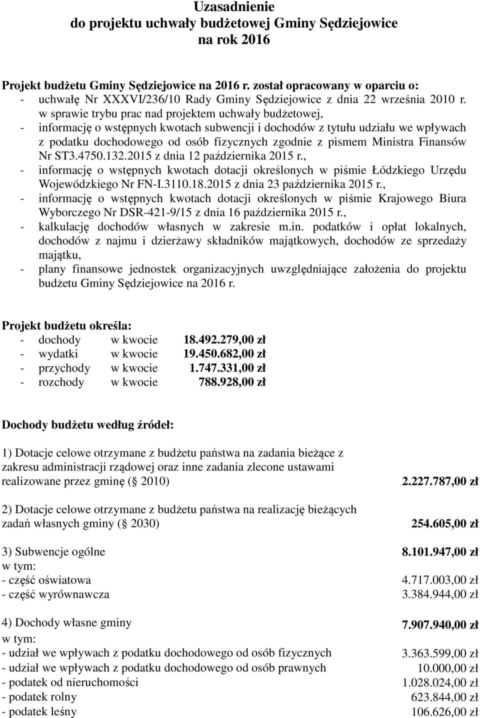 w sprawie trybu prac nad projektem uchwały budżetowej, - informację o wstępnych kwotach subwencji i dochodów z tytułu udziału we wpływach z podatku dochodowego od osób fizycznych zgodnie z pismem
