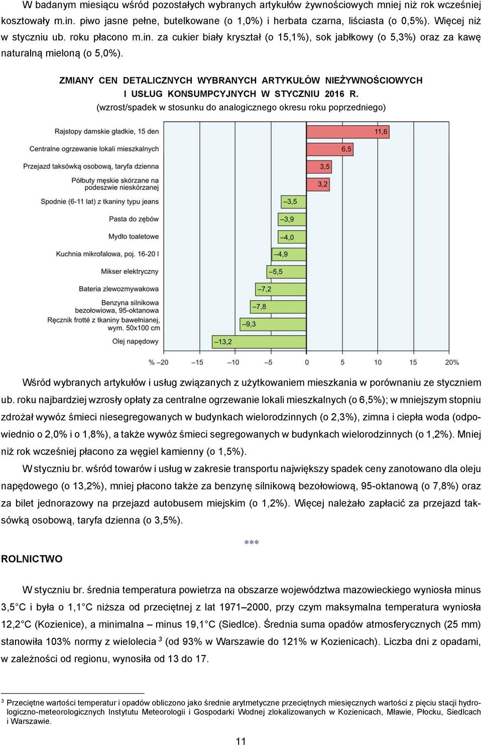 ZMIANY CEN DETALICZNYCH WYBRANYCH ARTYKUŁÓW NIEŻYWNOŚCIOWYCH I USŁUG KONSUMPCYJNYCH W STYCZNIU 2016 R.