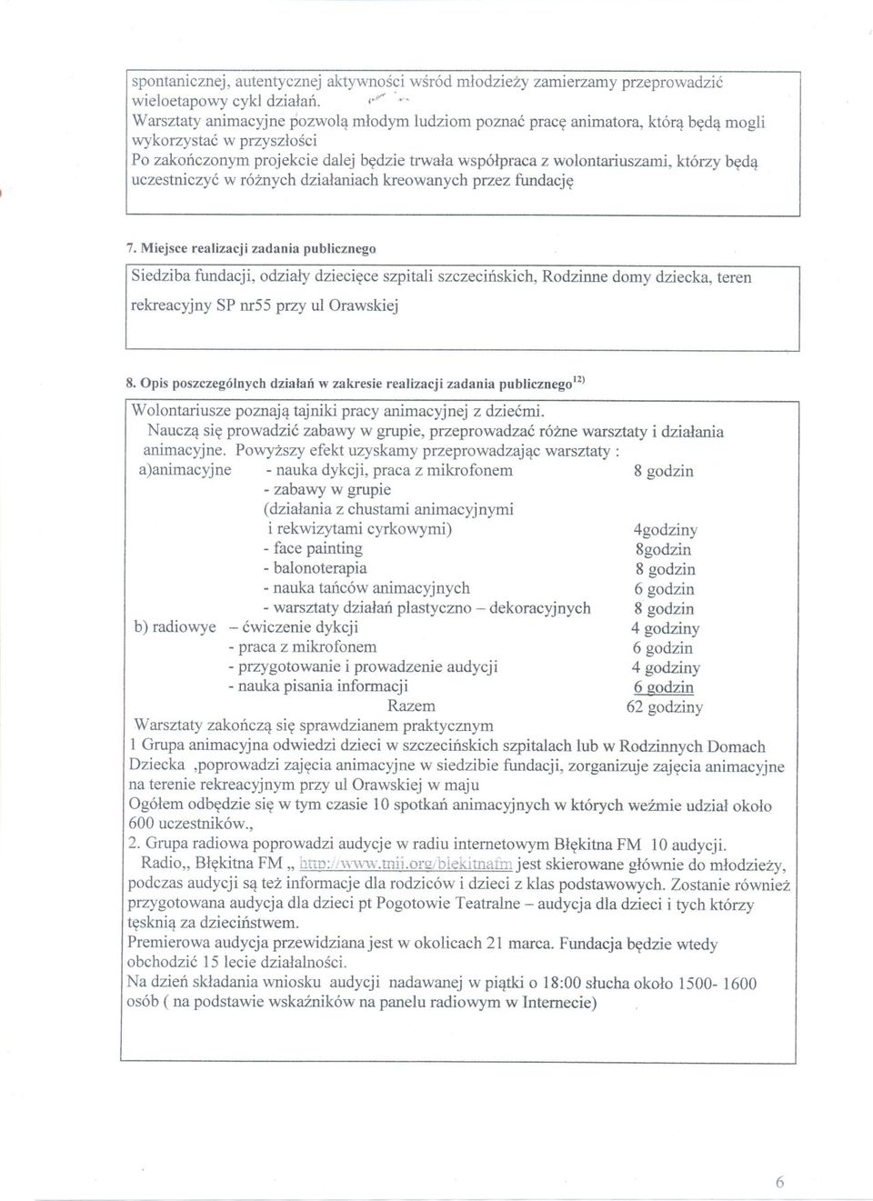 . Warsztaty animacyjne pozwola mlodym ludziom poznac prace animatora, która beda mogli wykorzystac w przyszlosci Po zak011czonymprojekcie dalej bedzie trwala wspólpraca z wolontariuszami, którzy beda