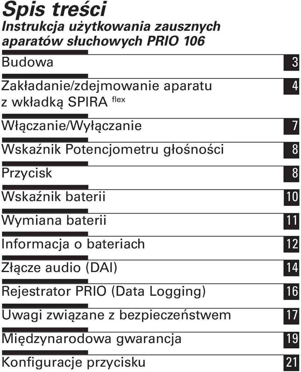 głośności 8 Przycisk 8 Wskaźnik baterii 10 Wymiana baterii 11 Informacja o bateriach 12 Złącze audio