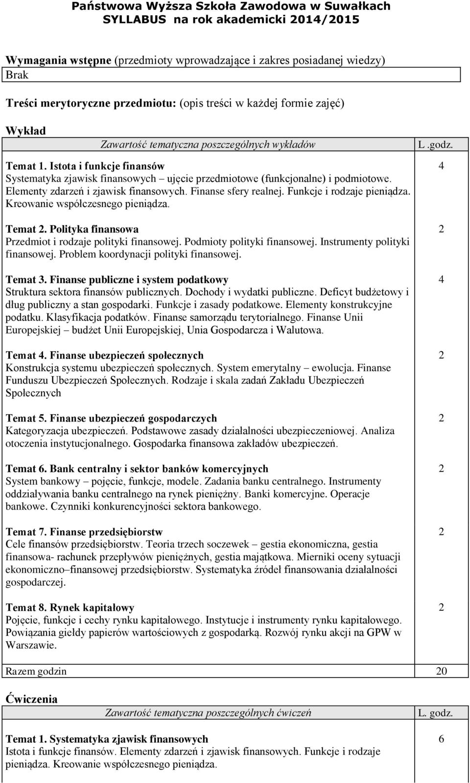 Finanse sfery realnej. Funkcje i rodzaje pieniądza. Kreowanie współczesnego pieniądza. Temat. Polityka finansowa Przedmiot i rodzaje polityki finansowej. Podmioty polityki finansowej.