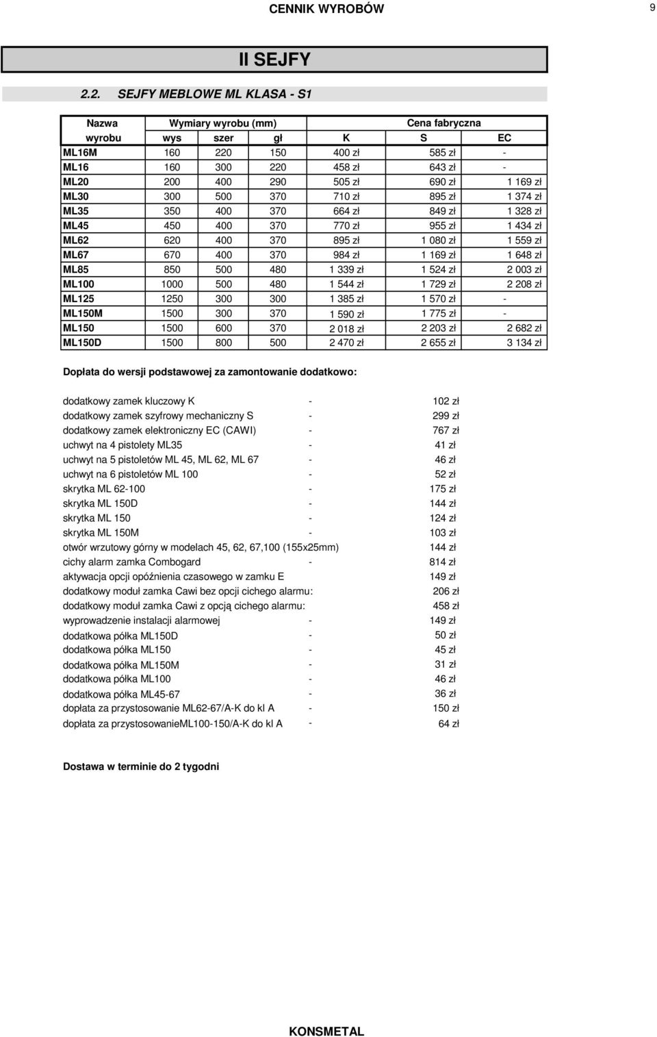 169 zł ML30 300 500 370 710 zł 895 zł 1 374 zł ML35 350 400 370 664 zł 849 zł 1 328 zł ML45 450 400 370 770 zł 955 zł 1 434 zł ML62 620 400 370 895 zł 1 080 zł 1 559 zł ML67 670 400 370 984 zł 1 169