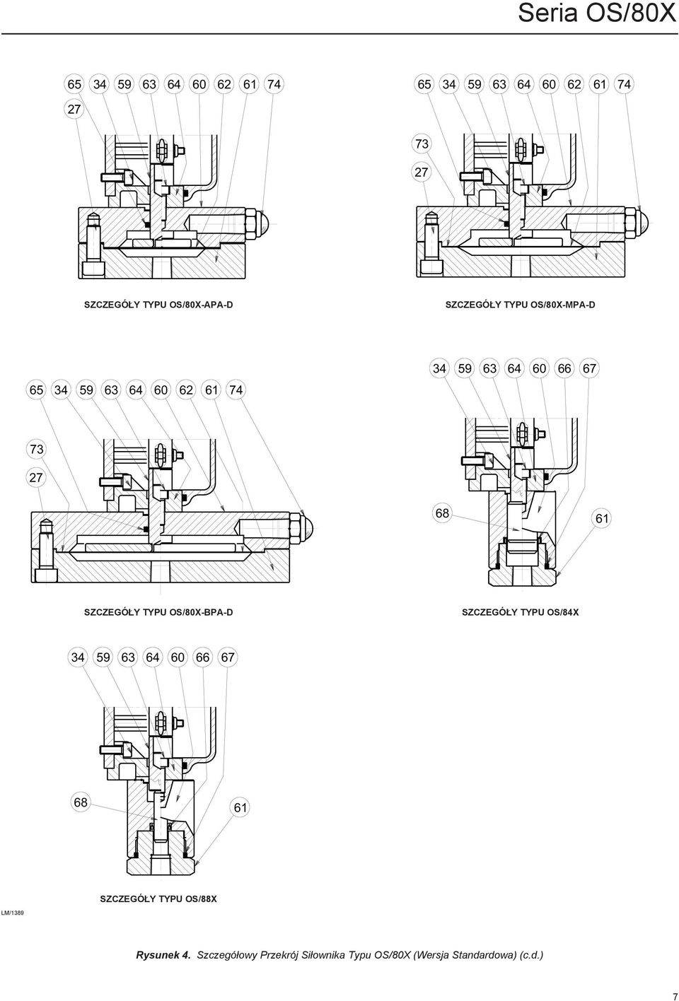 SZCZEGÓŁY TYPU OS/80X-BP-D SZCZEGÓŁY TYPU OS/84X 34 59 63 64 60 66 67 68 61 SZCZEGÓŁY TYPU