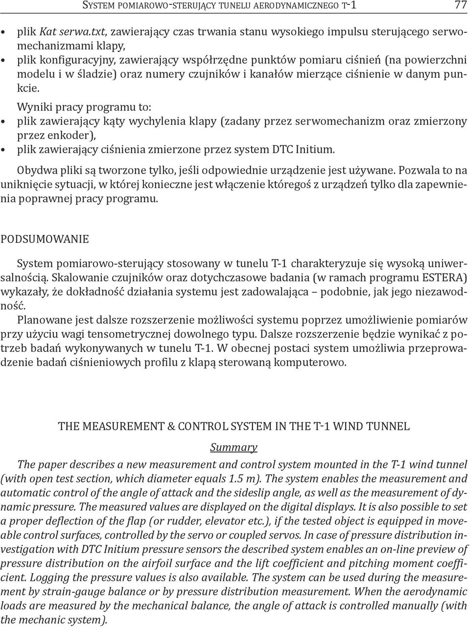 oraz numery czujników i kanałów mierzące ciśnienie w danym punkcie.