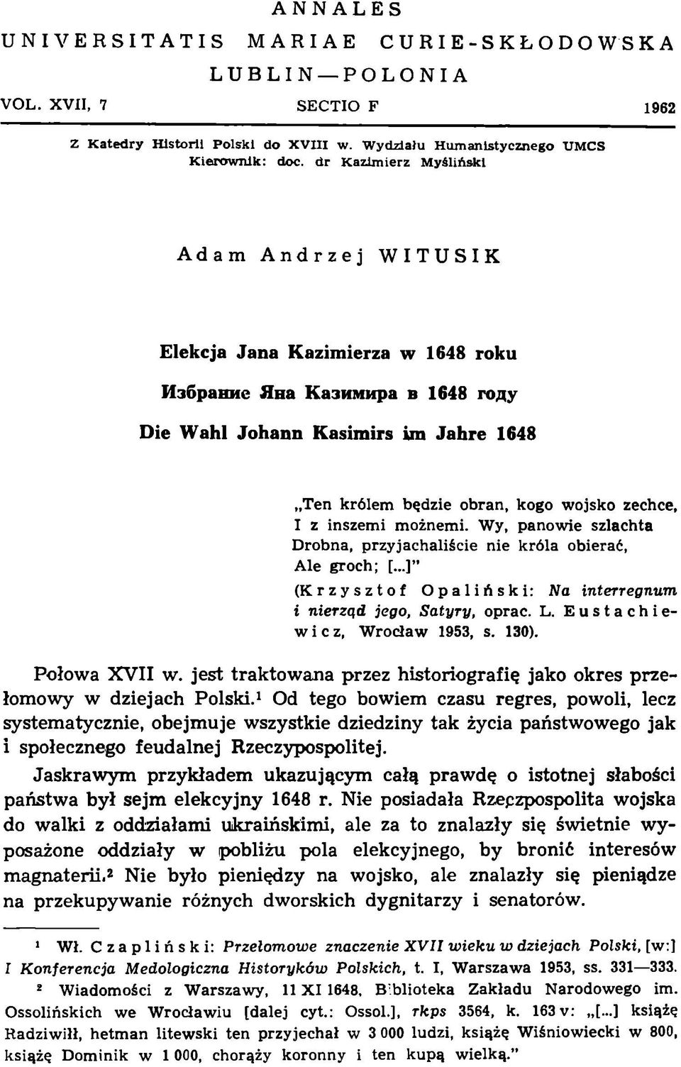 Adam Andrzej Witusik Elekcja Jana Kazimierza w 1648 roku - PDF Free Download