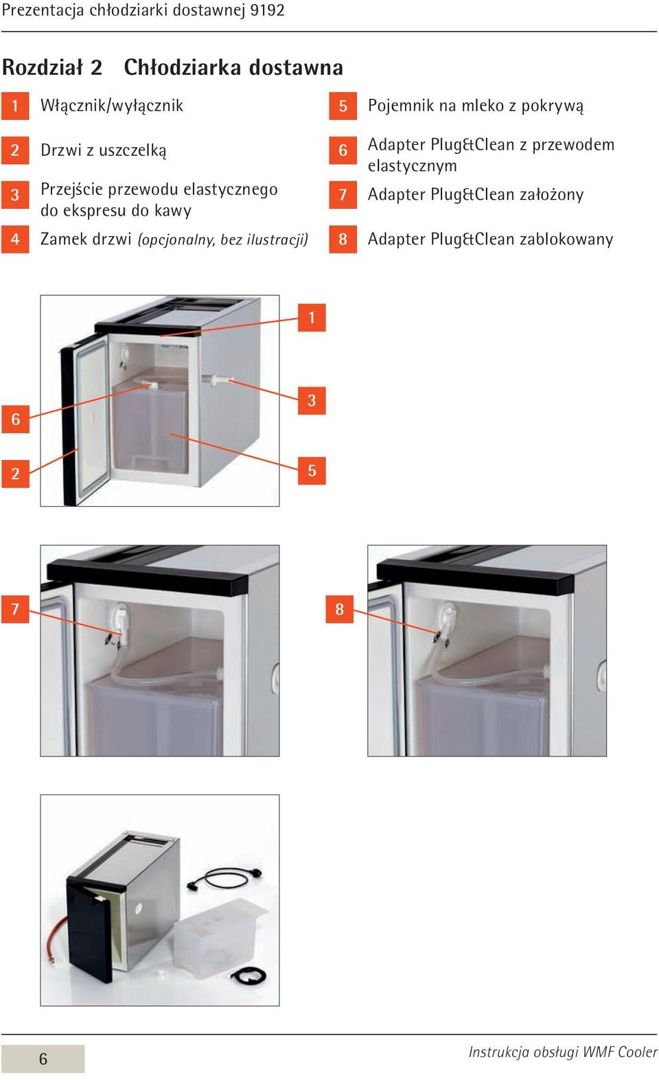 z przewodem elastycznym 3 Przejście przewodu elastycznego 7 Adapter Plug&Clean założony do