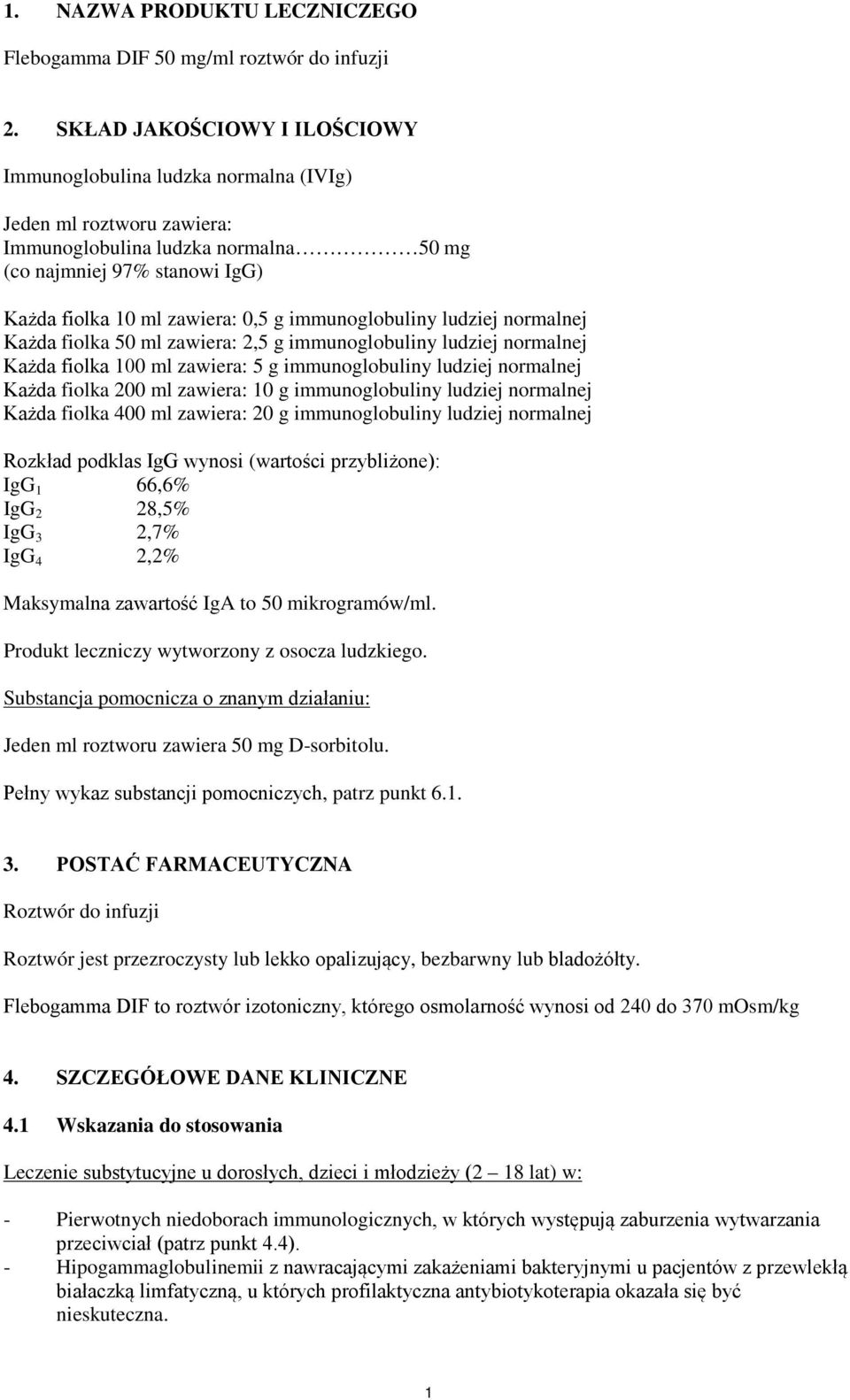 immunoglobuliny ludziej normalnej Każda fiolka 50 ml zawiera: 2,5 g immunoglobuliny ludziej normalnej Każda fiolka 100 ml zawiera: 5 g immunoglobuliny ludziej normalnej Każda fiolka 200 ml zawiera: