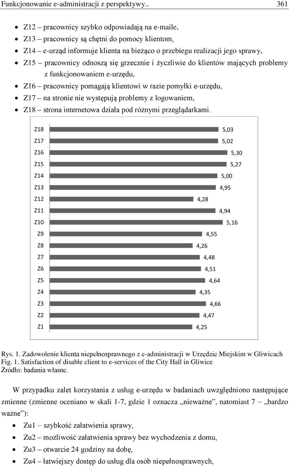 się grzecznie i życzliwie do klientów mających problemy z funkcjonowaniem e-urzędu, Z16 pracownicy pomagają klientowi w razie pomyłki e-urzędu, Z17 na stronie nie występują problemy z logowaniem, Z18