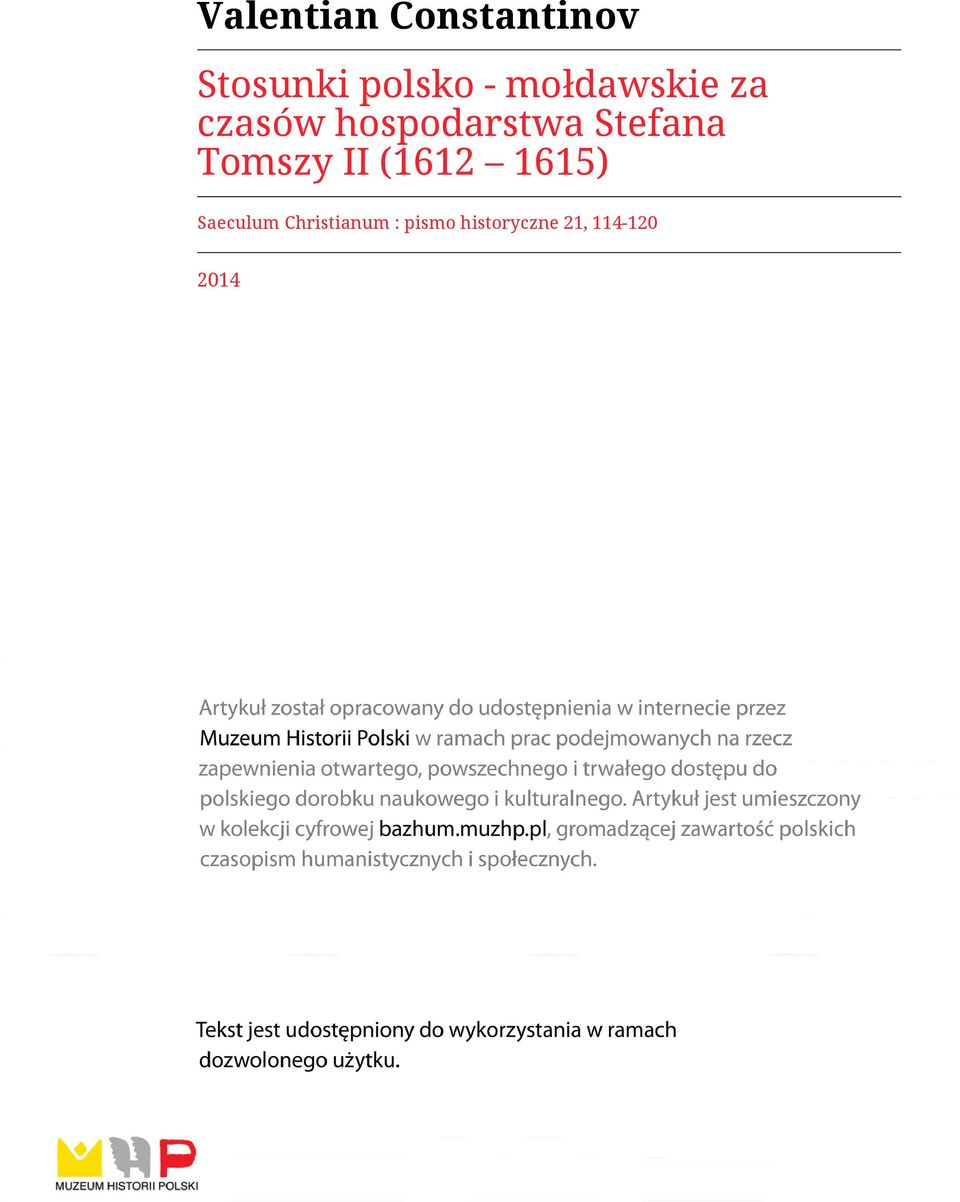 Stefana Tomszy II (1612 1615) Saeculum
