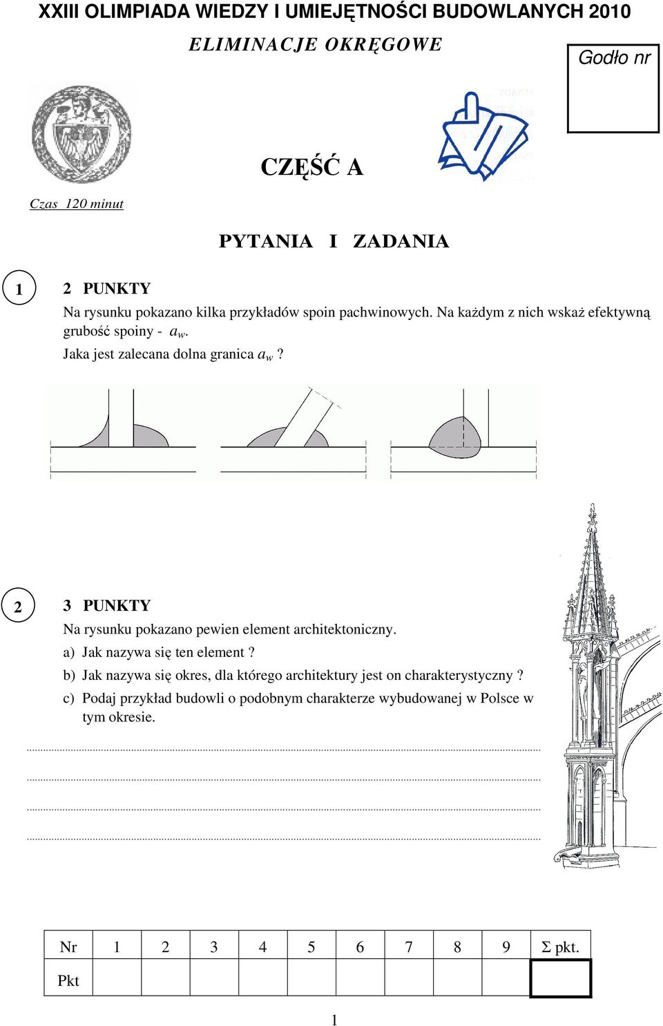 2 3 PUNKTY Na rysunku pokazano pewien element architektoniczny. a) Jak nazywa się ten element?