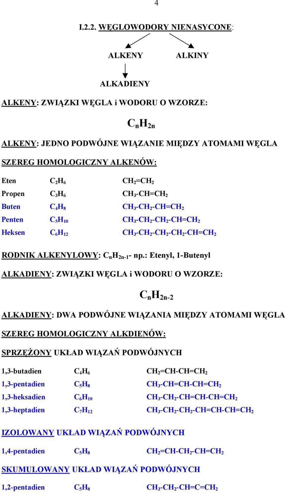 Propen 3 6 3 -= 2 Buten 4 8 3-2 -= 2 Penten 5 10 3-2 - 2 -= 2 eksen 6 12 3-2 - 2-2 -= 2 RDNIK ALKENYLWY: n 2n-1 - np.