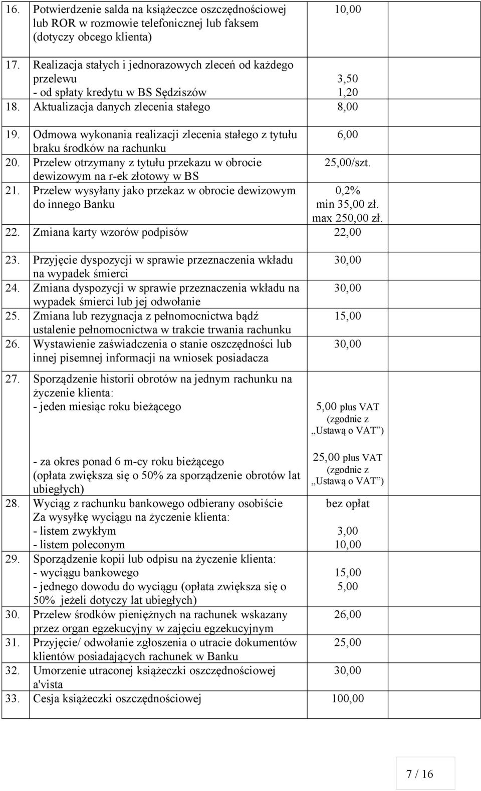 Odmowa wykonania realizacji zlecenia stałego z tytułu braku środków na rachunku 20. Przelew otrzymany z tytułu przekazu w obrocie dewizowym na rek złotowy w BS 21.